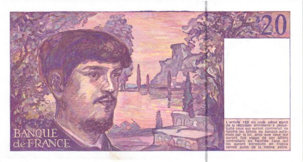 Verso 20 Francs Debussy fil de sécurité
