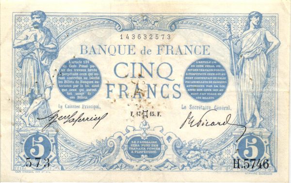 5 Francs Bleu