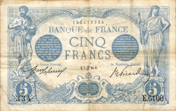 5 Francs Bleu