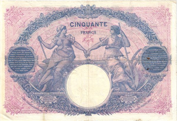 50 Francs Bleu et Rose