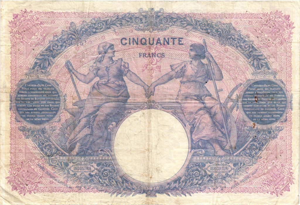 50 Francs Bleu et Rose