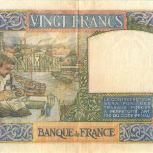 Billet 20 Francs Science et Travail