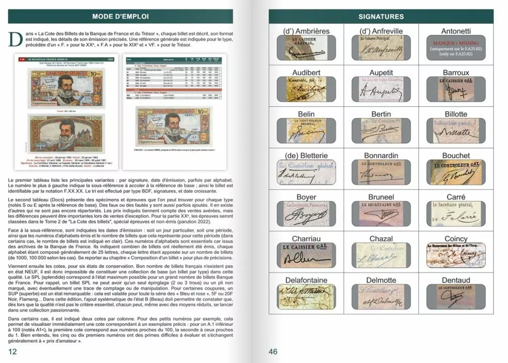 LA COTE DES BILLETS DE LA BANQUE DE FRANCE (1800-2000)