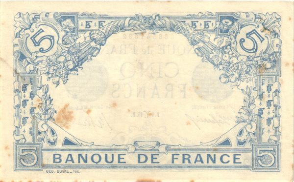 Billet de 5 Francs Bleu