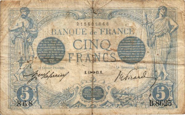 Billet de 5 Francs Bleu