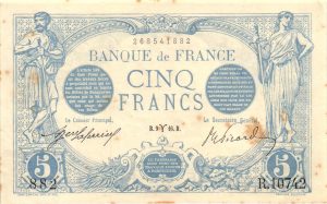 Billet de 5 Francs Bleu