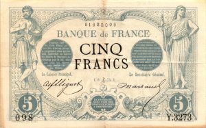 billet 5 francs noir