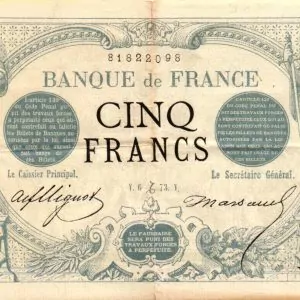 billet 5 francs noir