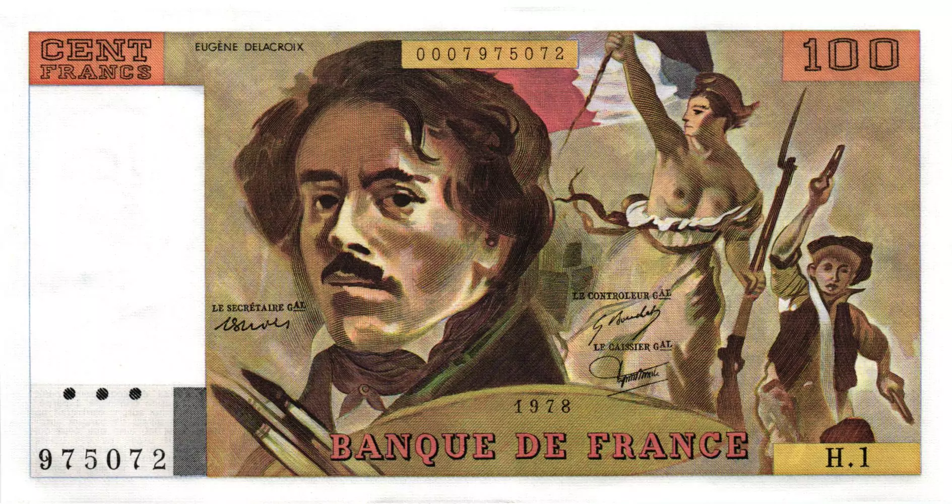 100 FRANCS DELACROIX Alphabet 1 non hachuré