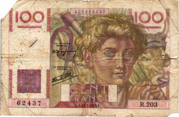 100 Francs Jeune Paysan Favre Gilly