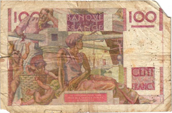 Verso 100 Francs Jeune Paysan Favre Gilly
