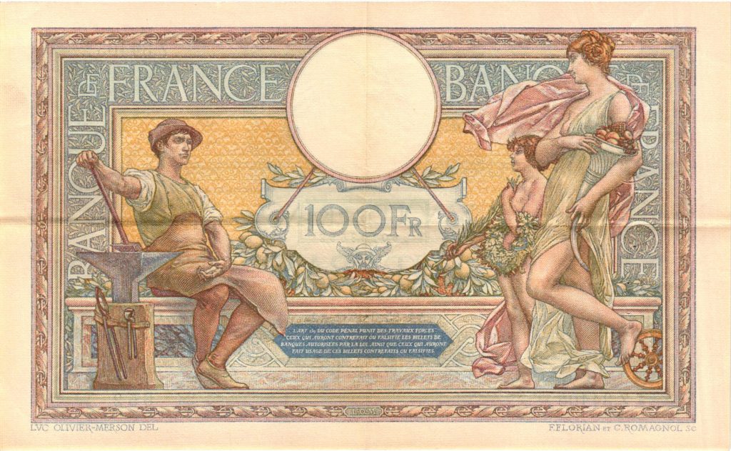 100 FRANCS LUC OLIVIER MERSON Grands cartouches