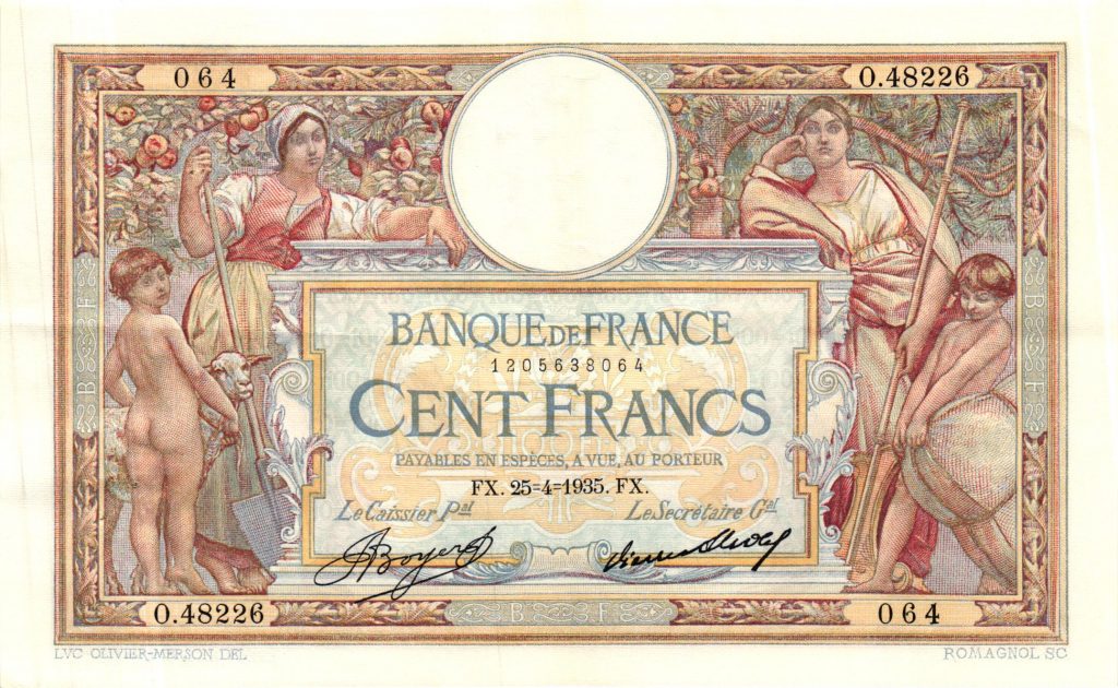 100 FRANCS LUC OLIVIER MERSON Grands cartouches