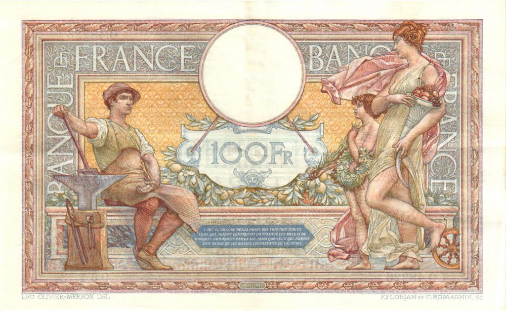 100 FRANCS LUC OLIVIER MERSON Grands cartouches