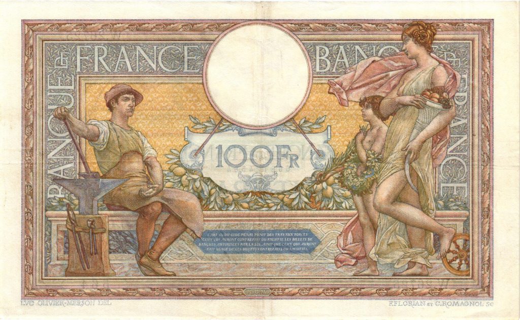 100 Francs Luc Olivier Merson grands cartouches