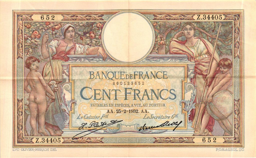 100 FRANCS LUC OLIVIER MERSON Grands cartouches