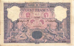 100 Francs Bleu et Rose