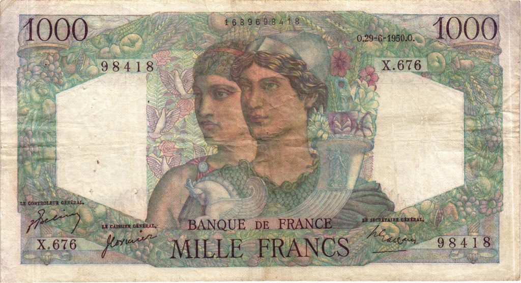 1000 Francs Minerve et Hercule