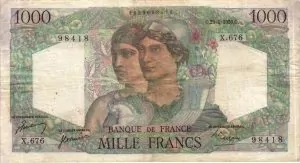 1000 Francs Minerve et Hercule