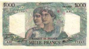 1000 francs minerve et hercule billet de collection