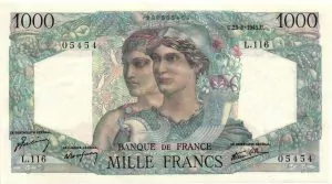 1000 Francs Minerve et Hercule