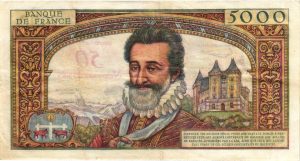 Verso 50 NF sur 5000 Francs Henri IV