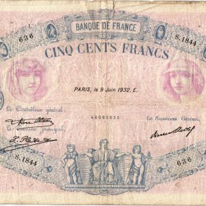 500 Francs Bleu et Rose