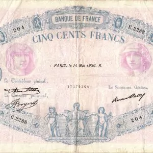 500 Francs Bleu et Rose