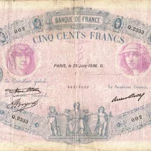500 Francs Bleu et Rose
