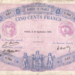 500 Francs Bleu et Rose