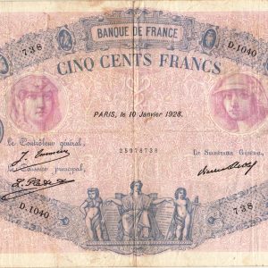 500 Francs Bleu et Rose