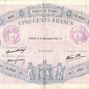 500 Francs Bleu et Rose Modifié