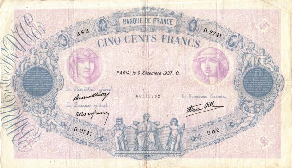 500 Francs Bleu et Rose Modifié
