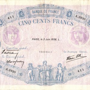 500 Francs Bleu et Rose Modifié