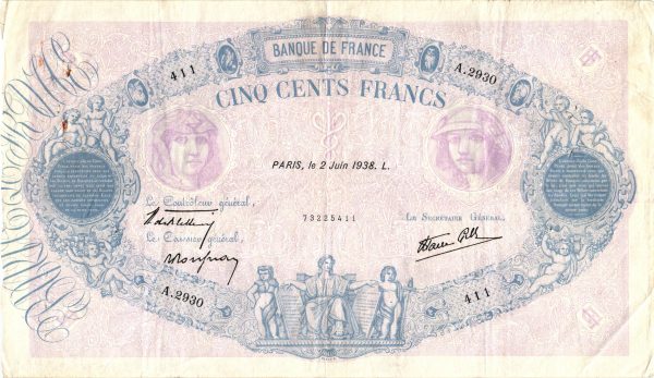 500 Francs Bleu et Rose Modifié