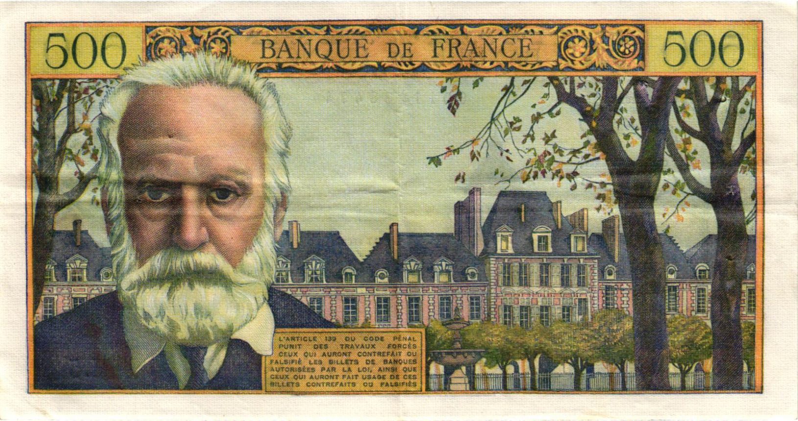 500 Francs VICTOR HUGO Billet de collection de la Banque de France