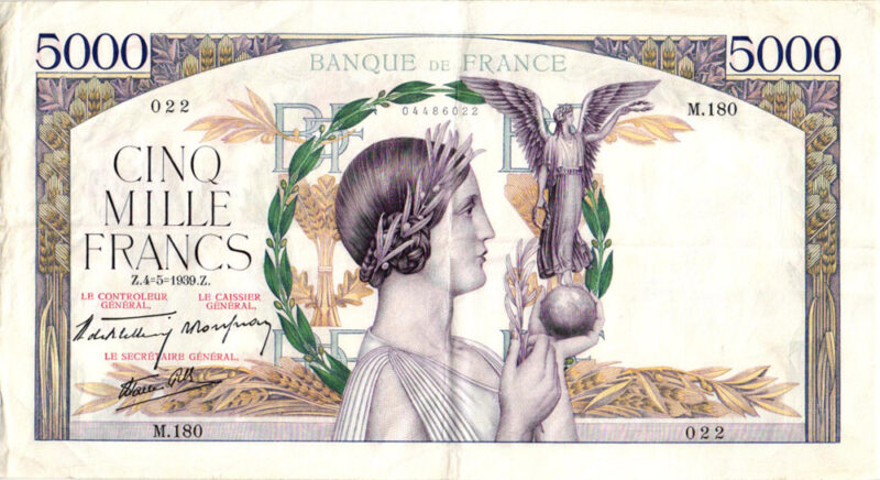 5000 Francs VICTOIRE Impression à Plat