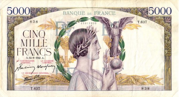 5000 Francs Victoire Impression a plat