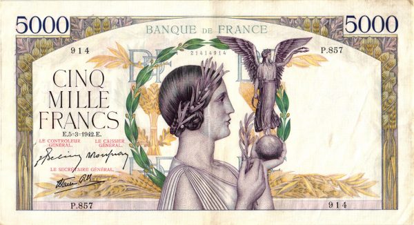 5000 Francs Victoire Impression a plat