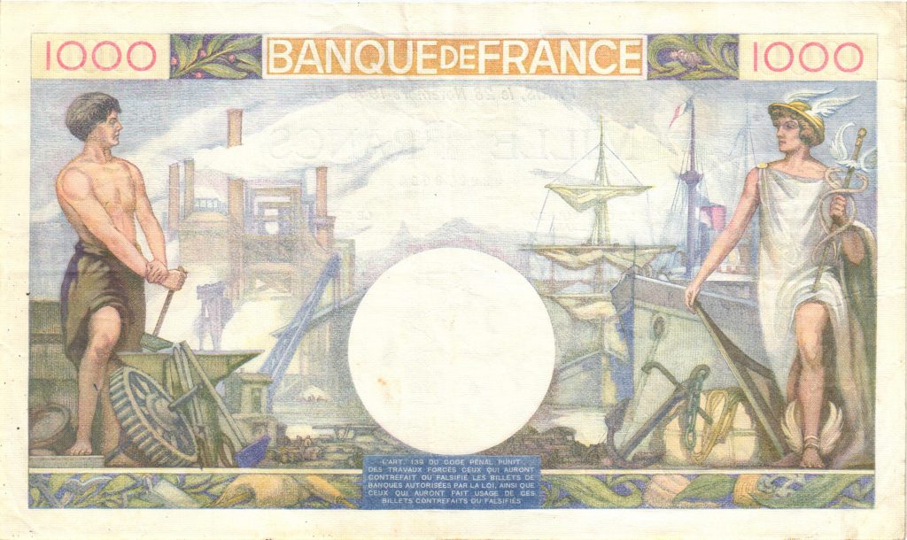 Verso 1000 Francs Commerce et Industrie