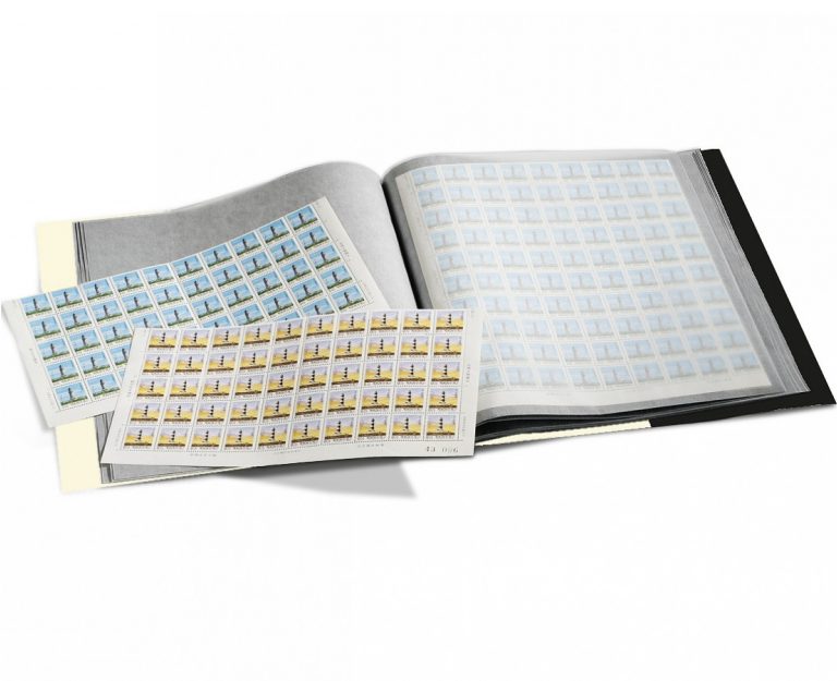 10 Feuilles Mobiles Pour Timbres – 9 Compartiments Verticaux Recto-verso – Fond Noir – Compatible Classeurs