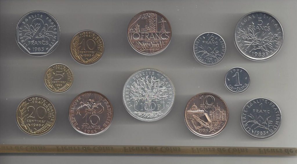 8 Pièces écriture grasse Série Fleurs de Coins 1964 