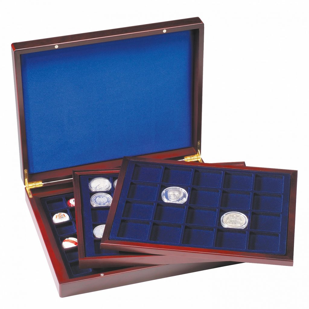 Coffret numismatique à 3 plateaux