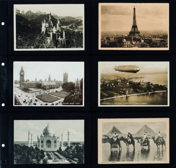 feuille carte postale ancienne noire horizontale