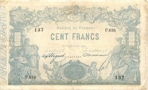 100 FRANCS Type 1862 “INDICES NOIRS”