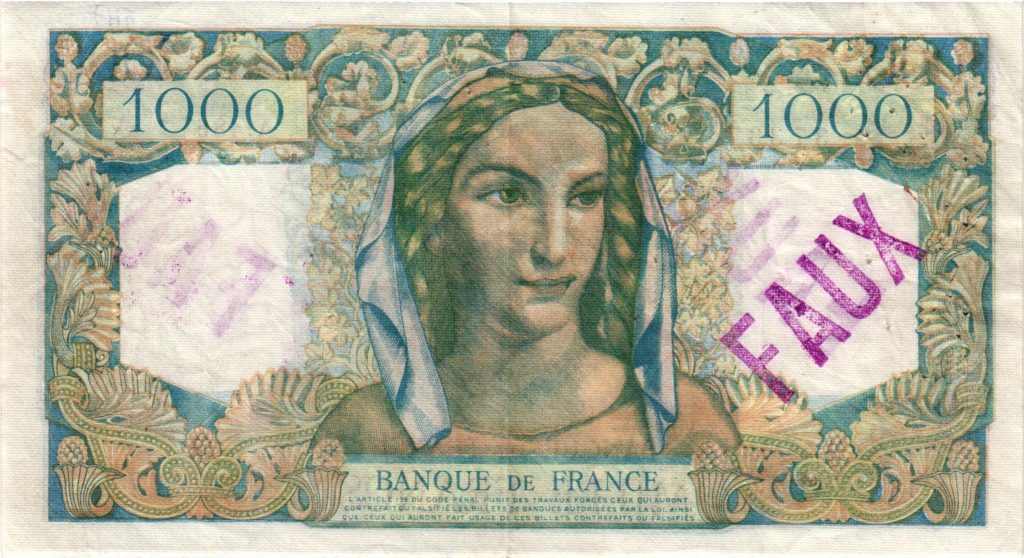 1000 Francs Minerve et Hercule CONTREFAÇON