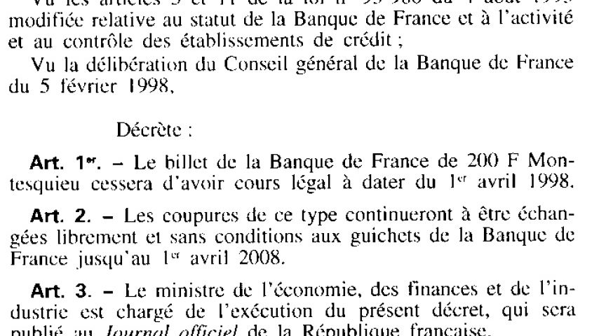 Démonétisation d'un billet de banque