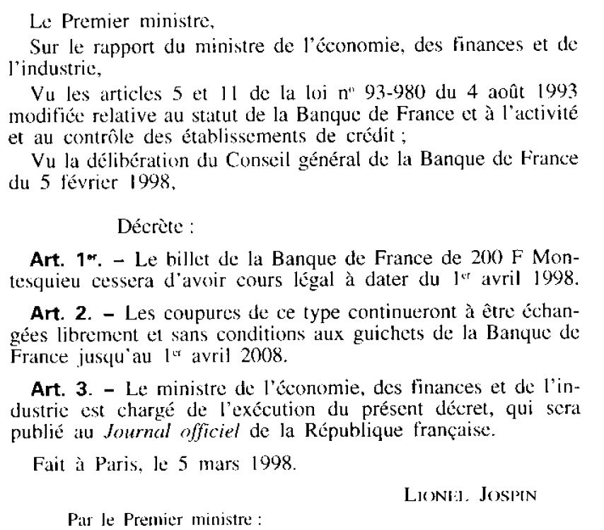 Démonétisation d'un billet de banque