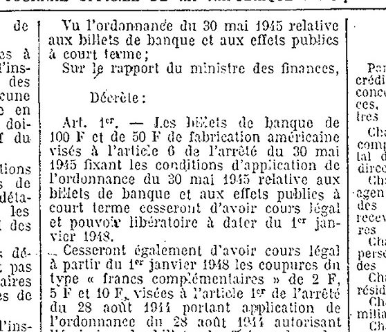 La Démonétisation de billets du Trésor