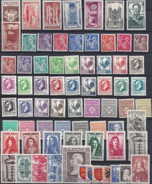 Année complète des timbres français - 1944